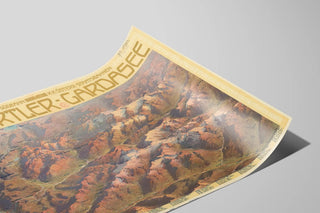 Plakat Vintage Tirol Ortler Gardasøen - Vægdekoration bjerglandskab — visning af kunstværket