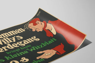 Plakat vintage Kaschemmen Willy's Werdegang - retro tysk vægdekoration — visning af kunstværket