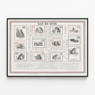 Plakat vintage Brætspil Kat og Mus vægdekoration — indrammet kunstværk på væggen
