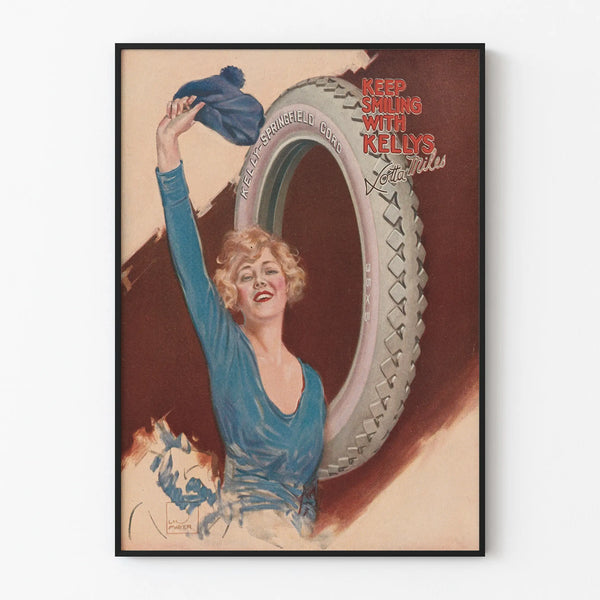 Vintage reklameplakat Kelly Springfield - Keep Smiling with Kellys