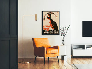 Vintage plakat med mekanisk reparation - Industriel vægdekoration