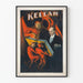 Vintage dekorativ plakat KELLAR med røde dæmoner og tryllekunstner