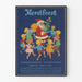 Vintage plakat med julefest med julemand og dansende børn