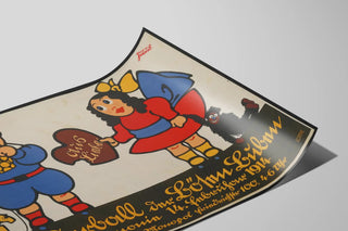 Plakat vintage Kinderball med farverige børnefigurer — visning af kunstværket