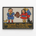 Plakat vintage Kinderball med farverige børnefigurer — indrammet kunstværk på væggen