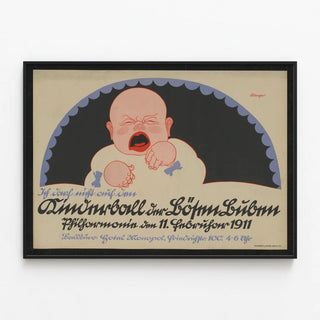 Plakat Vintage Grædende baby Vægdekoration — indrammet kunstværk på væggen