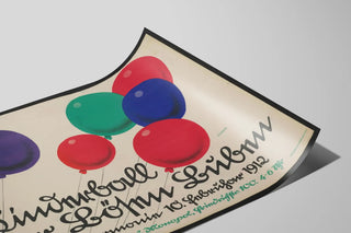 Plakat vintage Kinderball 1912 med farverige balloner — visning af kunstværket