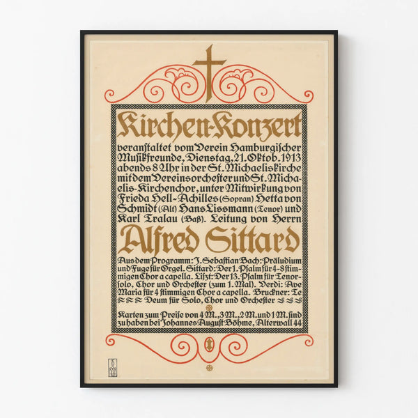 Vintage koncertplakat fra kirke 1913 klassisk vægdekoration