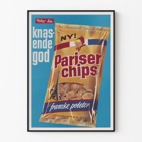 Vintage plakat Pariser Chips - Retro vægdekoration snack