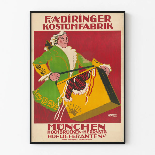 Vintage plakat med kostume, gammel Münich, vægdekoration