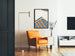 Grafisk kunstplakat af Krushenick med geometriske mønstre i blå og orange