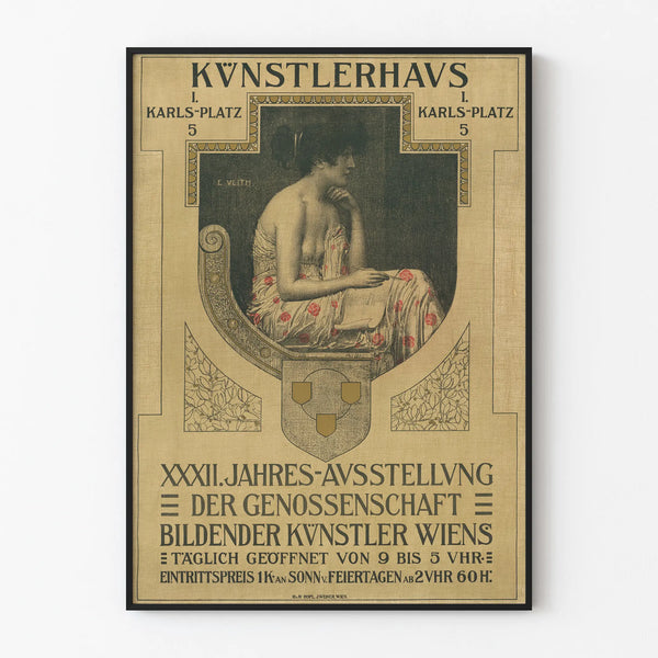 Vintage kunstplakat til den årlige udstilling af viennese kunstnere