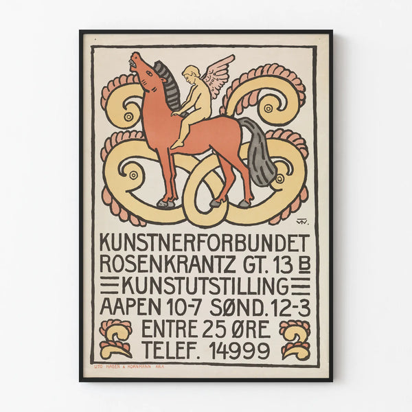 Vintage kunstplakat til udstilling Kunstnerforbundet