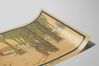 Dekorativ vintage plakat L'Hiver – Skoleillustration — visning af kunstværket