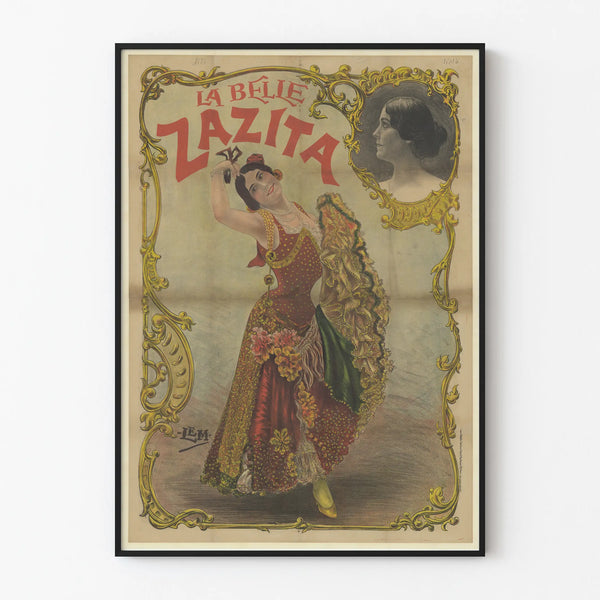 Vintage dekoration plakat La Belle Zazita i festlig påklædning