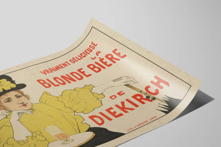 Plakat Vintage La Blonde Bière de Diekirch til vægdekoration — visning af kunstværket