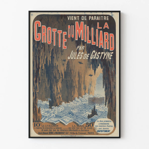 Gammel plakat af La Grotte du Milliard af Jules de Gastyne