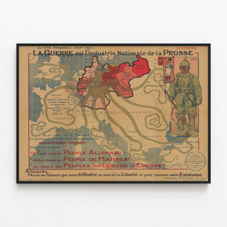 Historisk plakat Krigen er Preussens nationale industri - Vintage vægdekoration — indrammet kunstværk på væggen