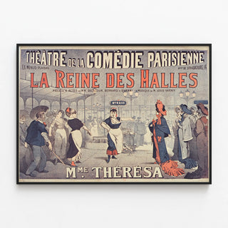 Vintage plakat Teater La Reine des Halles - Vægdekoration — indrammet kunstværk på væggen