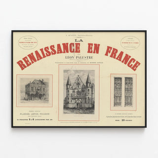 Historisk plakat La Renaissance en France – Vintage vægdekoration — indrammet kunstværk på væggen