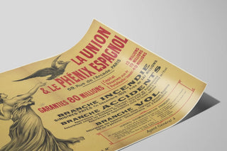 Vintage plakat La Union & Le Phénix Espagnol Paris vægdekoration — visning af kunstværket