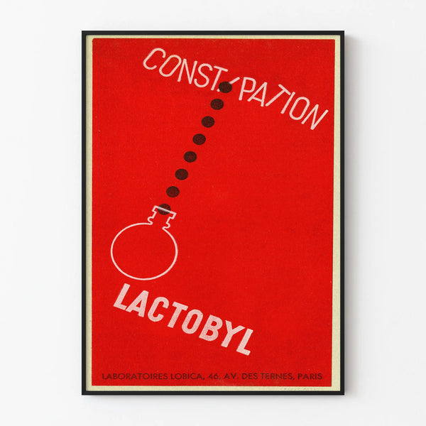 Vintage reklameplakat for Lactobyl - Rød og grafisk vægdekoration