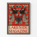 Vintage dekorativ plakat Lakeside Magazine med påfugle og drueklaser