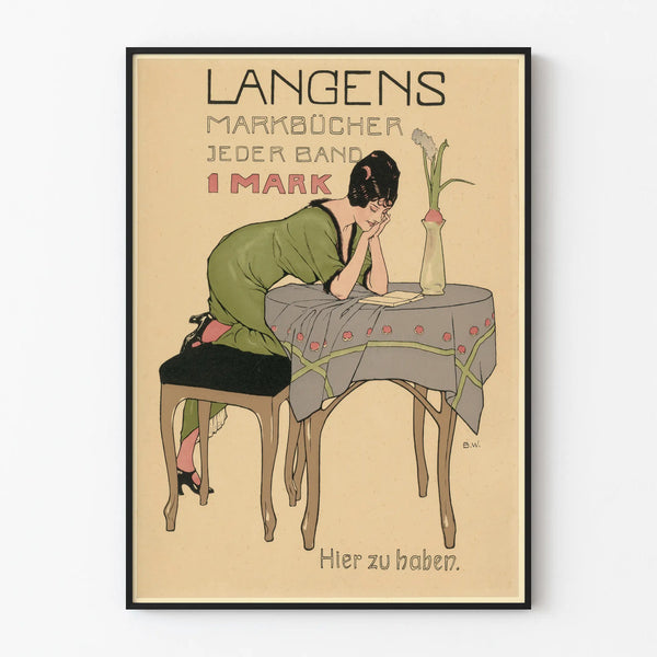 Vintage plakat Langens Markbücher elegant vægdekoration