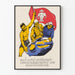 Vintage laotisk aktivistplakat med flag og arbejdere
