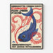Vintage plakat med blå fisk og røde tang vægdekoration