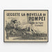 Vintage plakat Italiensk 'La Novella di Pompei' 1892 — indrammet kunstværk på væggen
