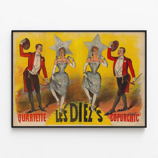 Plakat Vintage Les Diez's Quartett - Retro vægdekoration — indrammet kunstværk på væggen