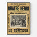 Vintage plakat Les Quatre Henri - Stor historisk roman af Léon Beauvallet