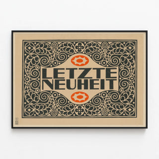 Dekorativ plakat Letzte Neuheit i art déco vintage stil — indrammet kunstværk på væggen