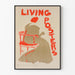 Vintage plakat Living Posters med feminin silhuet og rød stol