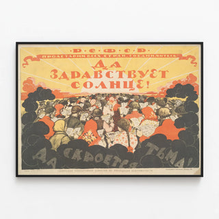 Plakat Sovjetisk Vintage 'Long Live the Sun' - Retro vægdekoration — indrammet kunstværk på væggen