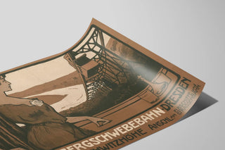 Plakat Vintage Bergschwebebahn fra Loschwitz til Dresden - Retro vægdekoration — visning af kunstværket