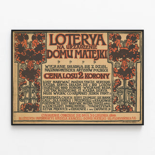 Plakat Vintage Lotteri til husets indretning Matejki — indrammet kunstværk på væggen