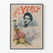Vintage plakat af Lucette de Verly med portræt og blomster