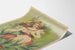 Vintage plakat af Lucienne Muguet i hvid kjole og blomsterhatt