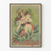 Vintage plakat af Lucienne Muguet i hvid kjole og blomsterhatt