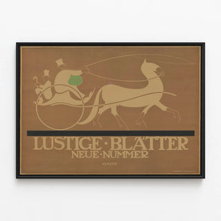 Plakat Vintage Lustige Blätter - Vægdekoration i art déco hest og caleche — indrammet kunstværk på væggen