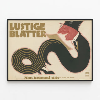 Plakat vintage Sjove blade med mand med bøjet krop — indrammet kunstværk på væggen