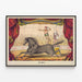 Plakat vintage Cirkus med kunstner og hest på scenen — indrammet kunstværk på væggen