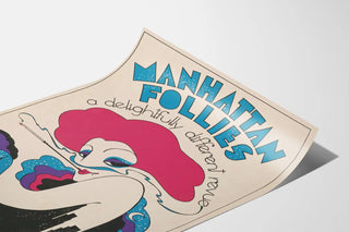 Vintage plakat Manhattan Follies, farverig kunstnerisk revy