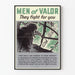 Vintage militær plakat Men of Valor – Patriotisk vægdekoration