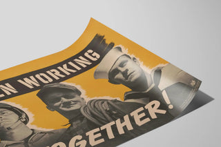 Poster Vintage Mænd Arbejder Sammen Til Vægdekoration — visning af kunstværket