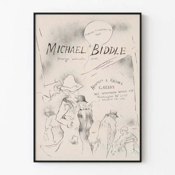 Michael Biddle udstillingsplakat - Tegninger og akvareller 1965