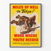 Vintage militærplakat « Miles of Hell to Tokyo »