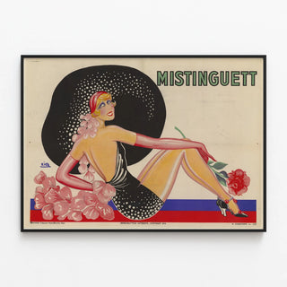 Plakat dekorativ vintage Mistinguett af Zig — indrammet kunstværk på væggen